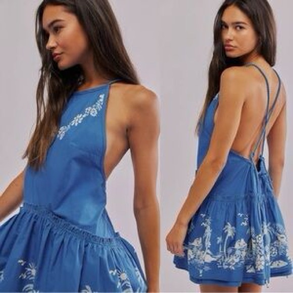 Free People Dresses & Skirts - Free People
Women's Blue Deserted Island Mini Dress size‎ large NWT